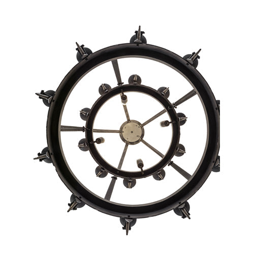 Meyda Lighting Costello 48" 24-Light 2-Tier Costello Black & Blackened Copper Chandelier With Amber Faux Candlelight