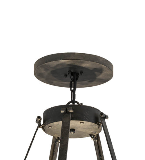 Meyda Lighting Costello 48" 24-Light 2-Tier Costello Black & Blackened Copper Chandelier With Amber Faux Candlelight