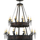 Meyda Lighting Costello 48" 24-Light 2-Tier Costello Black & Blackened Copper Chandelier With Amber Faux Candlelight