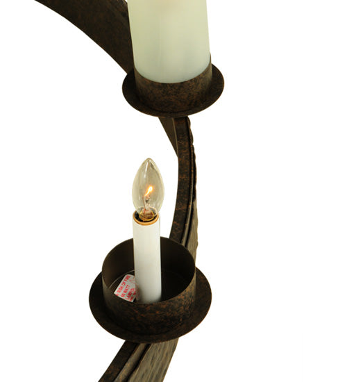 Meyda Lighting Costello 50" 12-Light Coffee Bean Chandelier With White Statuario Idalight Shade Glass