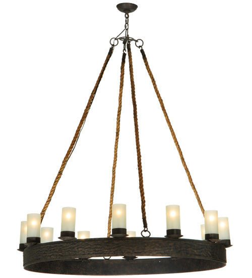Meyda Lighting Costello 50" 12-Light Coffee Bean Chandelier With White Statuario Idalight Shade Glass