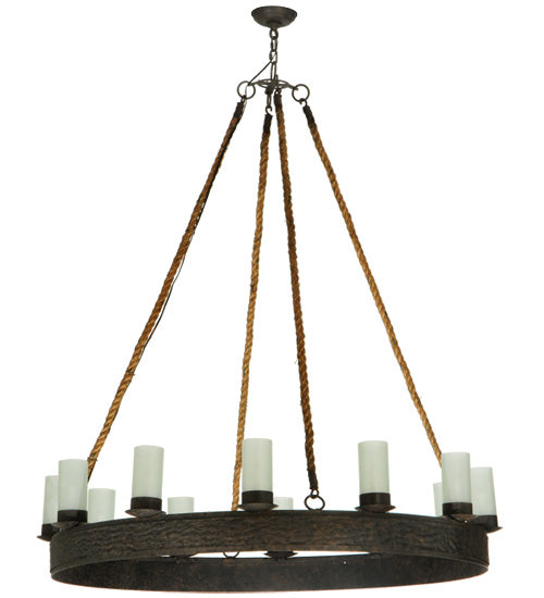 Meyda Lighting Costello 50" 12-Light Coffee Bean Chandelier With White Statuario Idalight Shade Glass