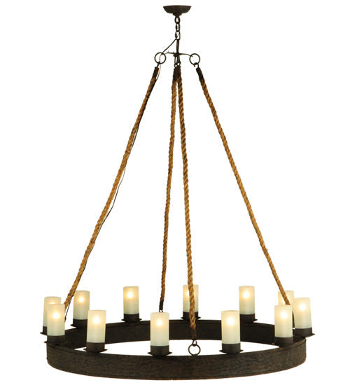 Meyda Lighting Costello 50" 12-Light Coffee Bean Chandelier With White Statuario Idalight Shade Glass