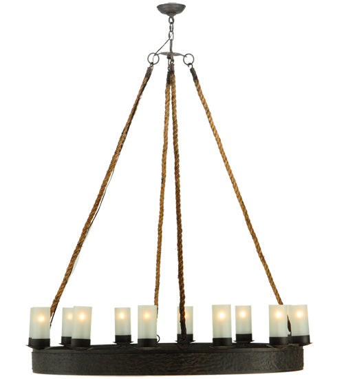 Meyda Lighting Costello 50" 12-Light Coffee Bean Chandelier With White Statuario Idalight Shade Glass