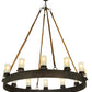 Meyda Lighting Costello 50" 12-Light Coffee Bean Chandelier With White Statuario Idalight Shade Glass