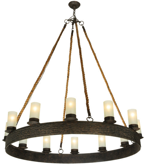 Meyda Lighting Costello 50" 12-Light Coffee Bean Chandelier With White Statuario Idalight Shade Glass