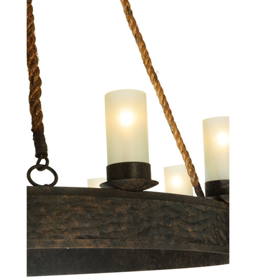Meyda Lighting Costello 50" 12-Light Coffee Bean Chandelier With White Statuario Idalight Shade Glass