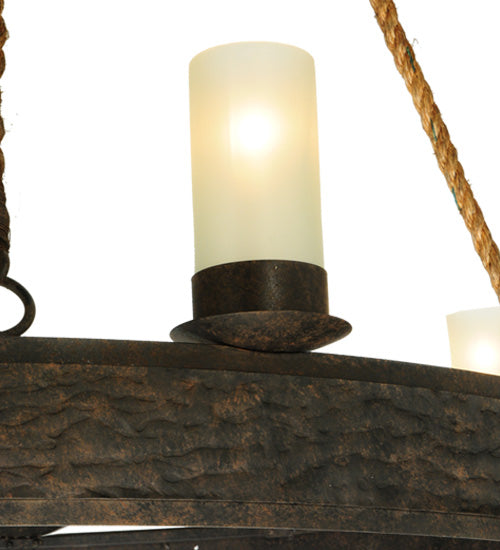 Meyda Lighting Costello 50" 12-Light Coffee Bean Chandelier With White Statuario Idalight Shade Glass