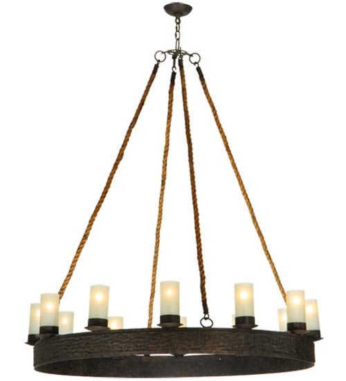 Meyda Lighting Costello 50" 12-Light Coffee Bean Chandelier With White Statuario Idalight Shade Glass
