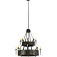 Meyda Lighting Costello 51" 28-Light 2-Tier Costello Black & Blackend Copper Chandelier With Faux Candlelight and Black Fan
