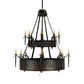 Meyda Lighting Costello 51" 28-Light 2-Tier Costello Black & Blackend Copper Chandelier With Faux Candlelight and Black Fan