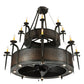 Meyda Lighting Costello 51" 28-Light 2-Tier Costello Black & Blackend Copper Chandelier With Faux Candlelight and Black Fan