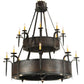 Meyda Lighting Costello 51" 28-Light 2-Tier Costello Black & Blackend Copper Chandelier With Faux Candlelight and Black Fan