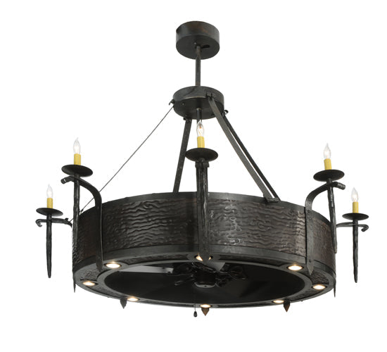 Meyda Lighting Costello 52" 16-Light Costello Black Chandelier With Black Fan