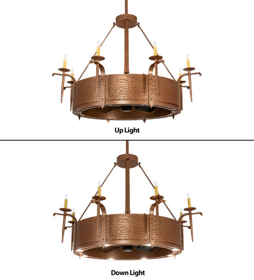 Meyda Lighting Costello 52" 16-Light Metallic Bronze Chandelier With Ivory Faux Candlelight and Black Fan