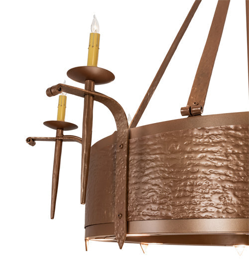 Meyda Lighting Costello 52" 16-Light Metallic Bronze Chandelier With Ivory Faux Candlelight and Black Fan