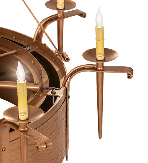 Meyda Lighting Costello 52" 16-Light Metallic Bronze Chandelier With Ivory Faux Candlelight and Black Fan