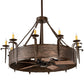 Meyda Lighting Costello 56" 10-Light Classic Rust & Blackened Copper Chandelier With Ivory Faux Candlelight and Fan