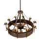 Meyda Lighting Costello 56" 10-Light Classic Rust & Blackened Copper Chandelier With Ivory Faux Candlelight and Fan