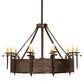 Meyda Lighting Costello 56" 10-Light Classic Rust & Blackened Copper Chandelier With Ivory Faux Candlelight and Fan