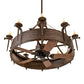 Meyda Lighting Costello 56" 10-Light Classic Rust & Blackened Copper Chandelier With Ivory Faux Candlelight and Fan