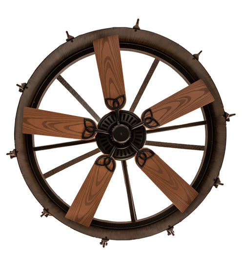 Meyda Lighting Costello 56" 10-Light Classic Rust & Blackened Copper Chandelier With Ivory Faux Candlelight and Fan