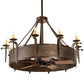 Meyda Lighting Costello 56" 10-Light Classic Rust & Blackened Copper Chandelier With Ivory Faux Candlelight and Fan
