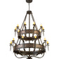 Meyda Lighting Costello 56" 20-Light 2-Tier Chestnut & Blackened Copper Chandelier With Ivory Faux Candlelight