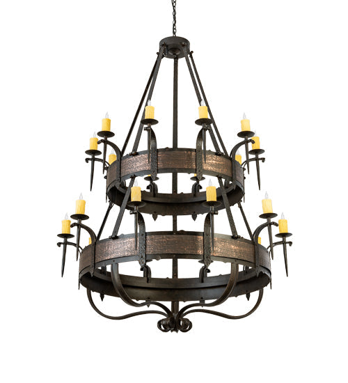 Meyda Lighting Costello 56" 20-Light 2-Tier Chestnut & Blackened Copper Chandelier With Ivory Faux Candlelight