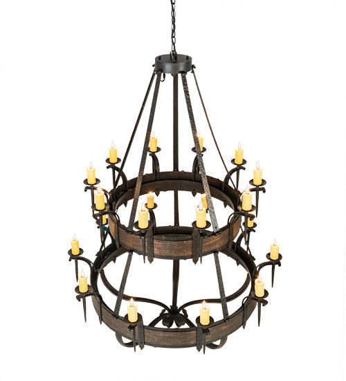 Meyda Lighting Costello 56" 20-Light 2-Tier Chestnut & Blackened Copper Chandelier With Ivory Faux Candlelight