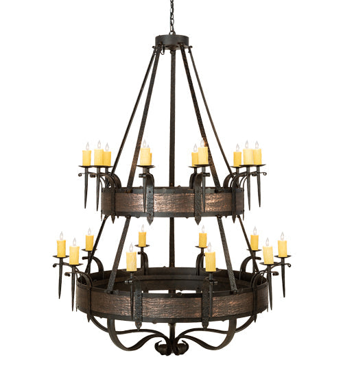 Meyda Lighting Costello 56" 20-Light 2-Tier Chestnut & Blackened Copper Chandelier With Ivory Faux Candlelight
