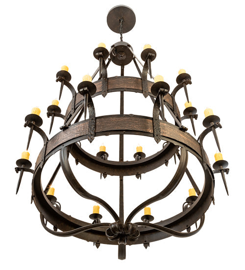 Meyda Lighting Costello 56" 20-Light 2-Tier Chestnut & Blackened Copper Chandelier With Ivory Faux Candlelight