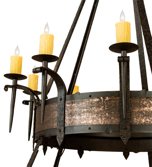 Meyda Lighting Costello 56" 20-Light 2-Tier Chestnut & Blackened Copper Chandelier With Ivory Faux Candlelight