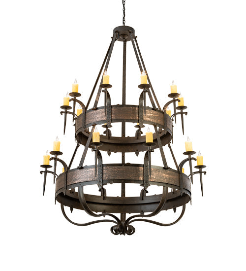 Meyda Lighting Costello 56" 20-Light 2-Tier Chestnut & Blackened Copper Chandelier With Ivory Faux Candlelight