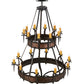 Meyda Lighting Costello 56" 20-Light 2-Tier Costello Black & Blackened Copper Chandelier With Amber Faux Candlelight