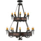 Meyda Lighting Costello 56" 20-Light 2-Tier Costello Black & Blackened Copper Chandelier With Amber Faux Candlelight