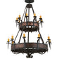 Meyda Lighting Costello 56" 20-Light 2-Tier Costello Black & Blackened Copper Chandelier With Amber Faux Candlelight