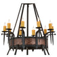 Meyda Lighting Costello 56" 20-Light 2-Tier Costello Black & Blackened Copper Chandelier With Amber Faux Candlelight