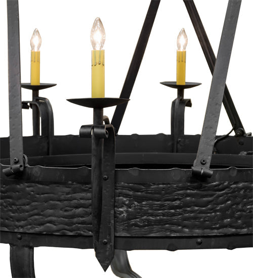 Meyda Lighting Costello 56" 20-Light 2-Tier Costello Black Chandelier With Amber Faux Candlelight