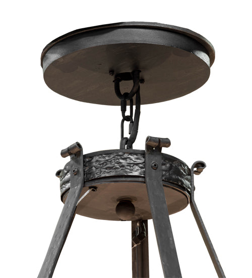 Meyda Lighting Costello 56" 20-Light 2-Tier Costello Black Chandelier With Amber Faux Candlelight