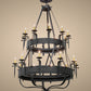 Meyda Lighting Costello 56" 20-Light 2-Tier Costello Black Chandelier With Amber Faux Candlelight