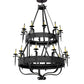 Meyda Lighting Costello 56" 20-Light 2-Tier Costello Black Chandelier With Amber Faux Candlelight