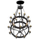 Meyda Lighting Costello 56" 20-Light 2-Tier Costello Black Chandelier With Amber Faux Candlelight