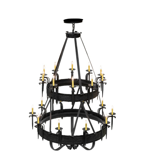 Meyda Lighting Costello 56" 20-Light 2-Tier Costello Black Chandelier With Amber Faux Candlelight