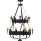 Meyda Lighting Costello 56" 20-Light 2-Tier Costello Black Chandelier With Amber Faux Candlelight