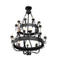 Meyda Lighting Costello 56" 20-Light 2-Tier Costello Black Chandelier With Amber Faux Candlelight