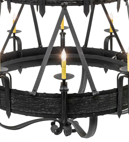 Meyda Lighting Costello 56" 20-Light 2-Tier Costello Black Chandelier With Amber Faux Candlelight