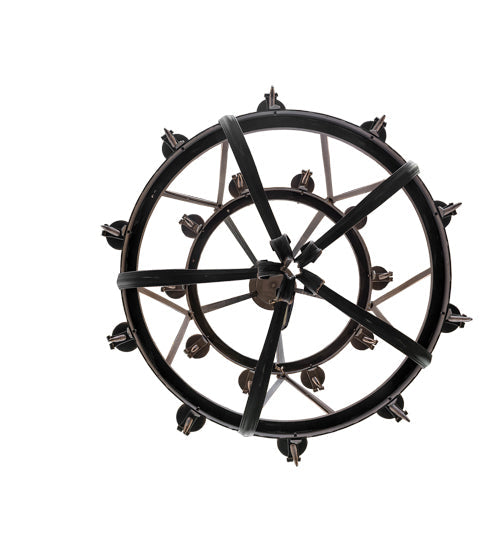 Meyda Lighting Costello 56" 20-Light 2-Tier Costello Black Chandelier With Amber Faux Candlelight