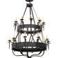 Meyda Lighting Costello 56" 20-Light 2-Tier Costello Black Chandelier With Amber Faux Candlelight