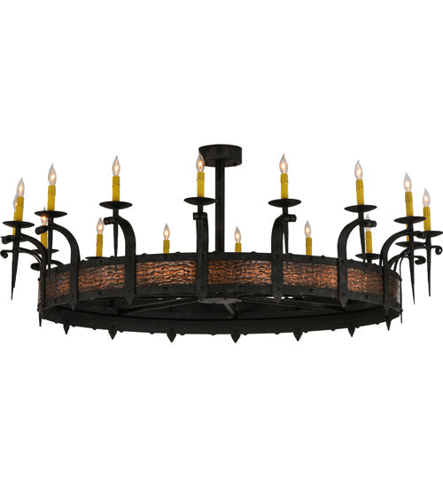 Meyda Lighting Costello 60" 16-Light Costello Black Chandelier With Amber Faux Candlelight